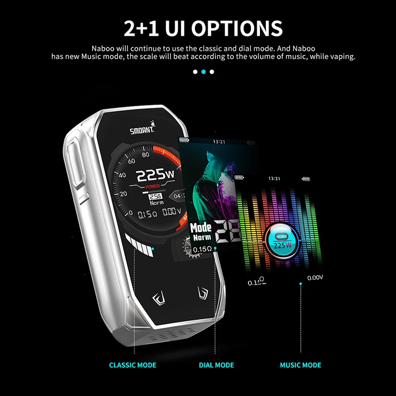 Оригинальный 225 Вт Smoant naoo TC бокс мод с 2 4 дюймовым цветным экраном
