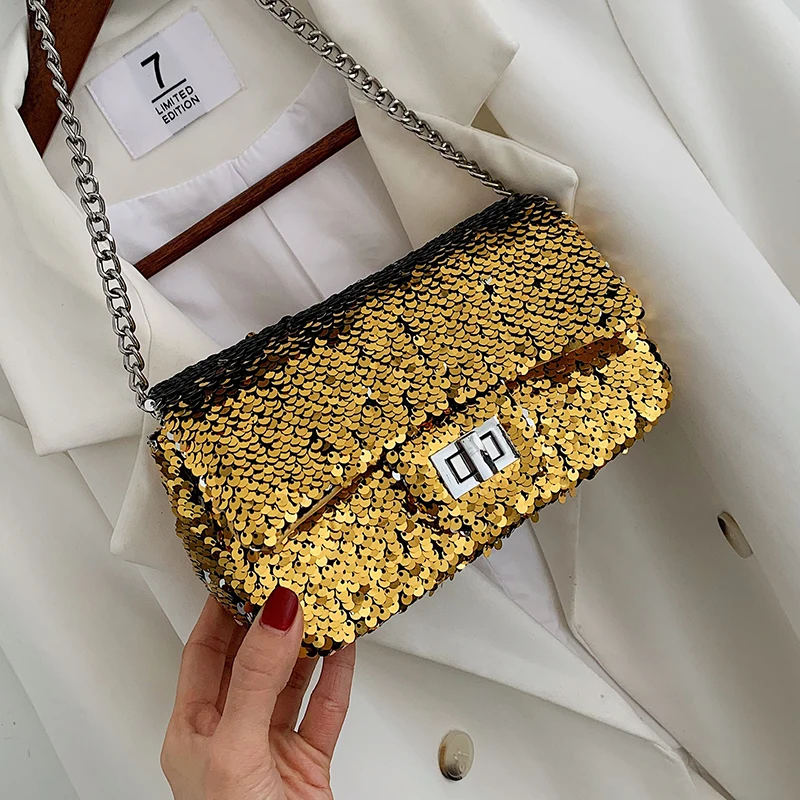 

Small chain shining sequin women bag evening shoulder designer famous brand lady 2019 messenger crossbody handbags female luxury