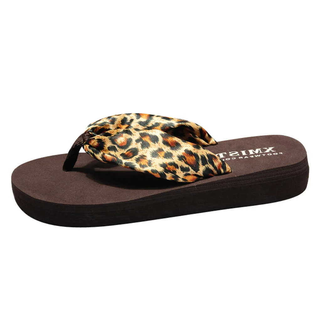 

Fashion Leopard Flat Womens Flip-Flops Beach Anti-Slip Bosmia Shoe Post Slippers Solid Color Comfortable Slippers Outdoor Mar 7