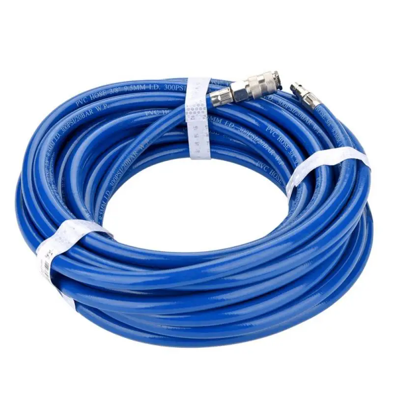 

15M PVC Hose Flexible Pneumatic with Quick Connector for Air Compressor Tools Accessory - Blue