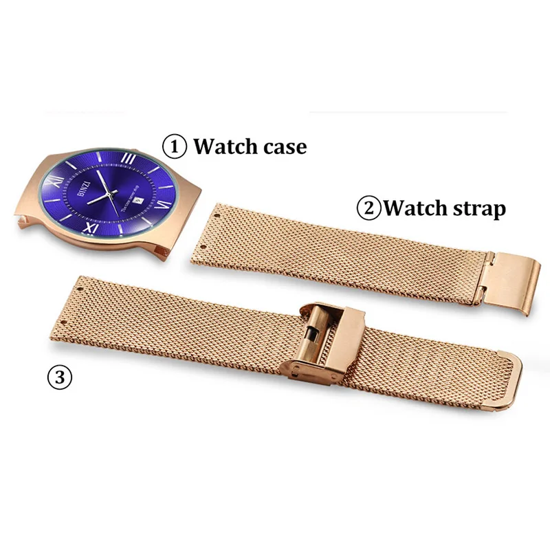 

Business Quartz Masculine Male Clock relojes Watches Fashion Golden Watches Men Mesh Steel Brand Wrist Watch Ultra-thin Watches