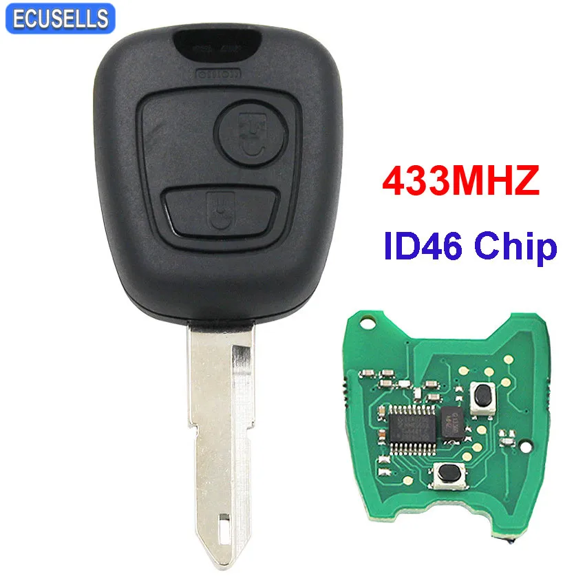 Brand New Replacement 2 Button Remote Key Smart Car Key Fob for Peugeot 206 433MHZ with PCB