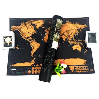 

drop shipping Deluxe Map Personalized World Map black Scratch Off Foil Layer Coating Poster 42x30cm scratch off world map