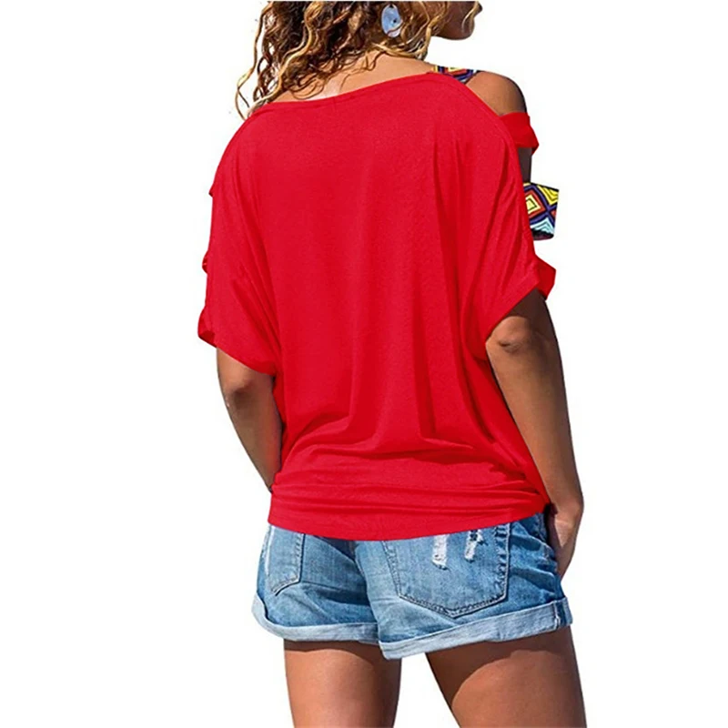 BBYES Hot Summer Female Casual Sleeve Loose Type T-Shirt Tops Women Short Sleeve Strapless Off Shoulder Blouse Plus Size S-2XL