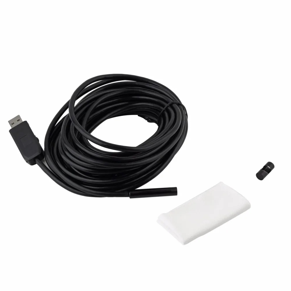 7mm Lens 2M 5M 7M 10M 15M Endoscope USB Camera IP67 Waterproof inspection Flexible Snake USB Tube Pipe Borescope Camera 6LED