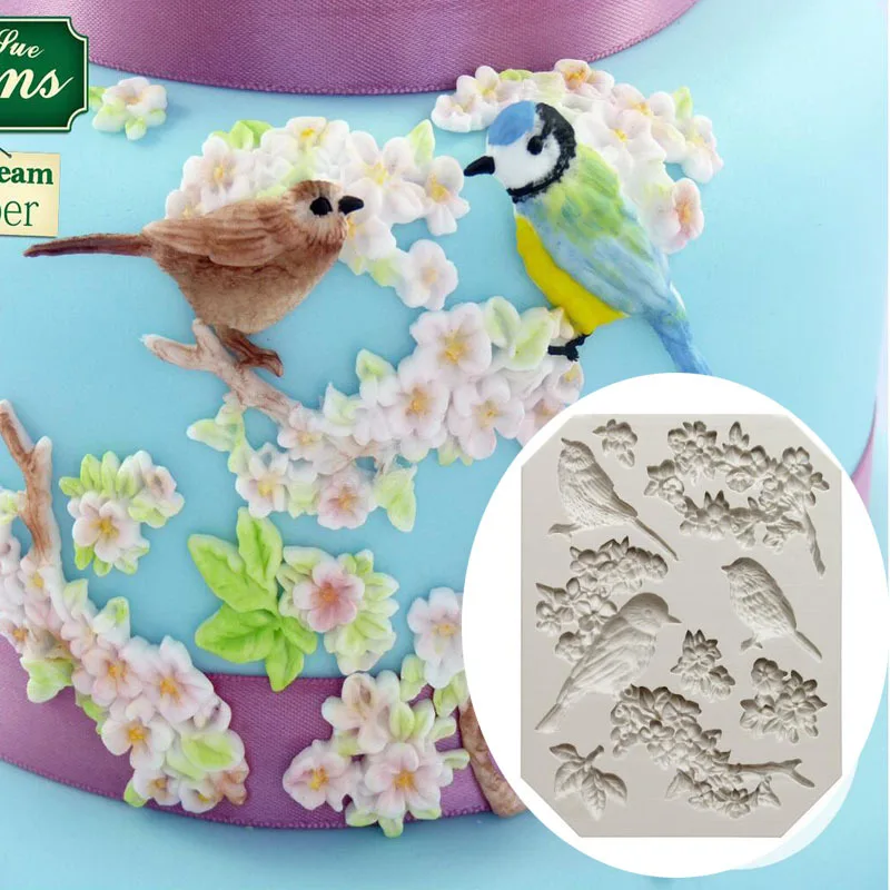 

Several diy Magpie Butterfly Roses silicone Mold Birds turn over Sugar Cake drying Mold