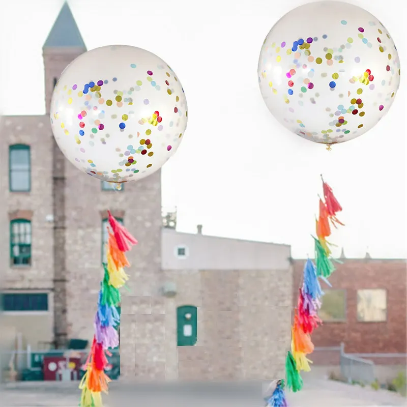 36 inch Big Confetti Balloon Clear Latex Balloons Air Balloons Wedding