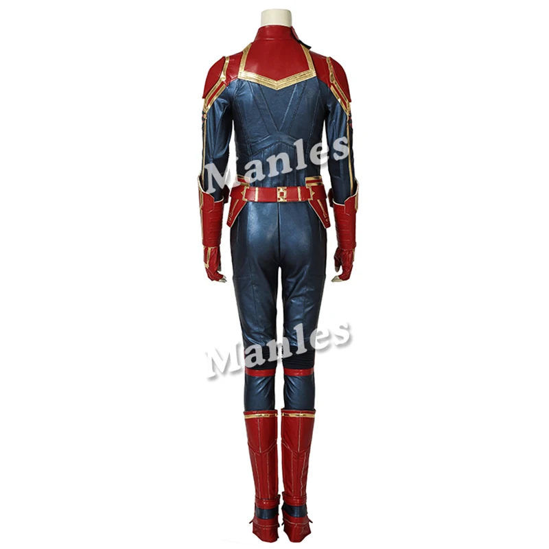 Капитан костюм Марвел мисс Марвел Carol Danvers Косплей кожаный комбинезон для взрослых женщин Хэллоуин наряд индивидуальный заказ