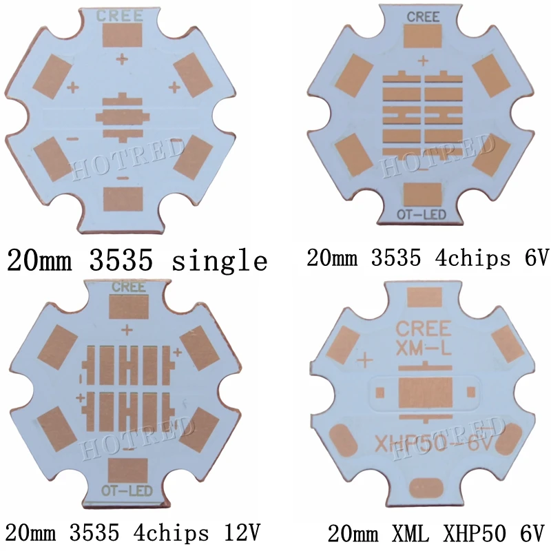 20 мм медная печатная плата Cree XPG XPG2 XPE XPE2 XML XML2 XHP50 XHP70 MKR 3 в 6 12 led PCB x 1 звезда 16
