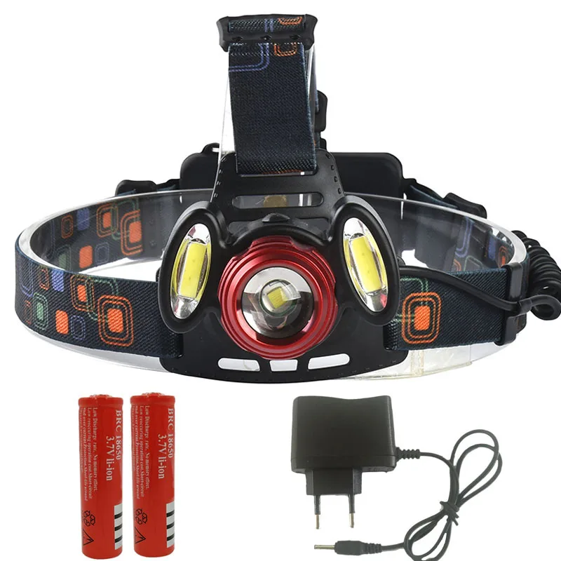 Litwod Z202305 XM-L T6+2*COB LED Headlamp head Lamp light use 2*18650 battery 5000 lumen fishing lamp head flashlight - Emitting Color: B