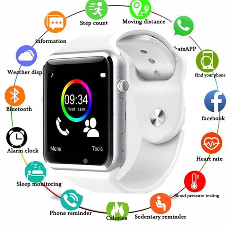 

A1 Smart Watch Clock Sync Notifier watch Support SIM TF Card Camera bluetooth Connectivity Apple iphone Android Phone Smartwatch