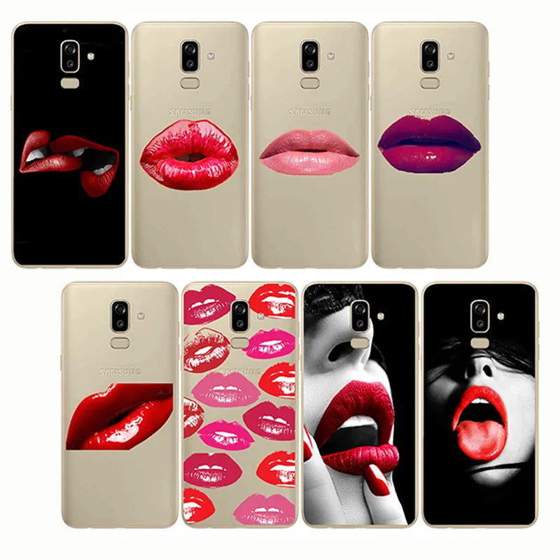 

Sexy Girl lips Kylie Jenner lipstick kiss pattern soft phone cases cover Coque fundas for Samsung J7 J8 2018 J6 J7 Prime J3