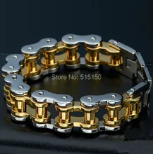 Fashion Jewelry Punk Heavy HUGE 316L Stainless Steel Bracelet Silver Gold Biker Bicycle Motorcycle Chain Mens