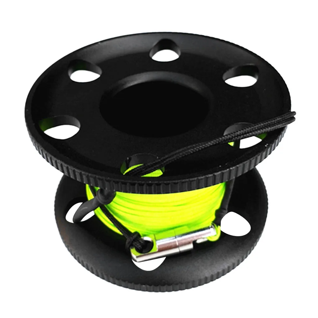 Durable Scuba Diving Aluminum Alloy Finger Reel Spool 20m Line Bolt Snap Clip for Fishing Boating Accessories