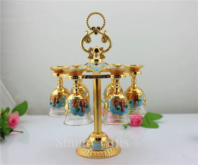 

Shinny Gifts Russia Castle Design Enameled 6pcs Cup Home Decorative Wedding Favor Holder