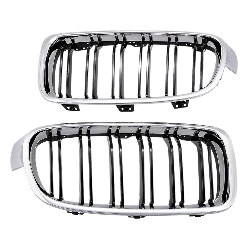 

Front Kidney Grille Grill For 2012-2017 F30 320i 328i 335i 4-Door (Double Line, Glossy Black Chrome)