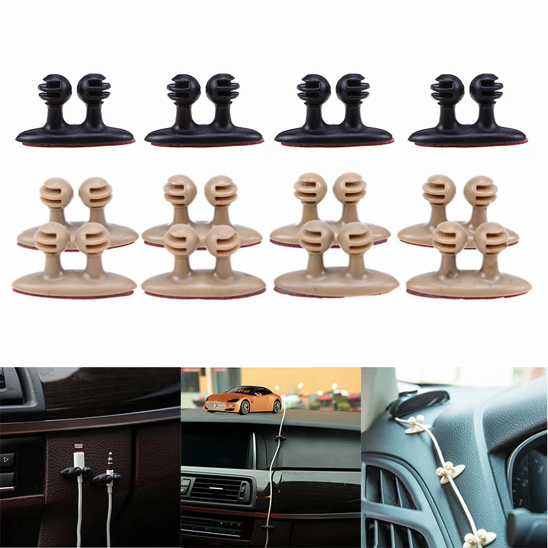 

HLEST 8Pcs/Lot Car Wire Clip USB Cable Fixed Clamp Charging Cable Holder Adhesive Car Charger Line Clasp USB Cable Car Clip