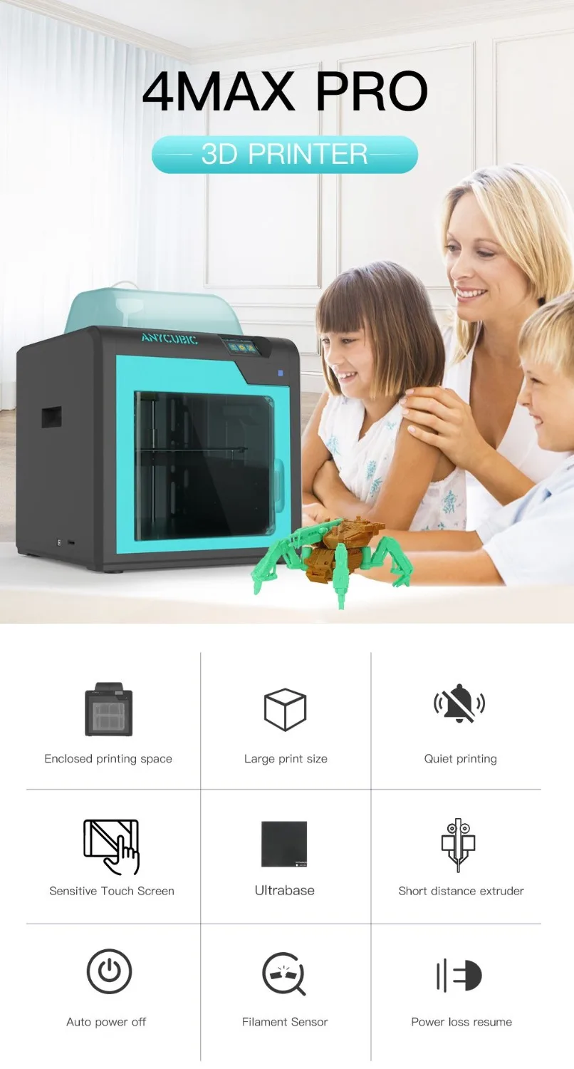 Anycubic 3d принтер Formax 4Max Pro размера плюс Закрытая печать пространство Настольный уровень печать 3D Diy комплект Impressora 3d drucker