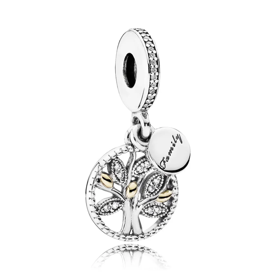 

925 Sterling Silver DIY Jewelry Family Heritage Dangle Charm fit Pandora Bracelet Bangle Girl Gift Clear CZ Bead