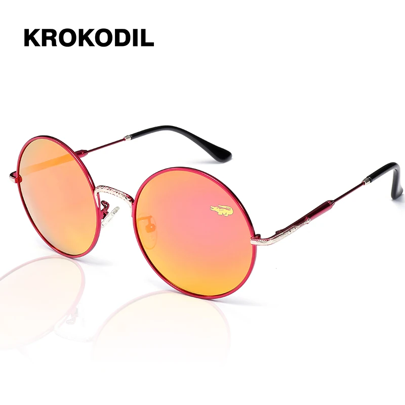Krokodil, готические солнцезащитные очки, поляризационные, мужские, стимпанк, круглая металлическая оправа, солнцезащитные очки, брендовые, дизайнерские, высокое качество, UV400 2848 - Цвет линз: PURPLE