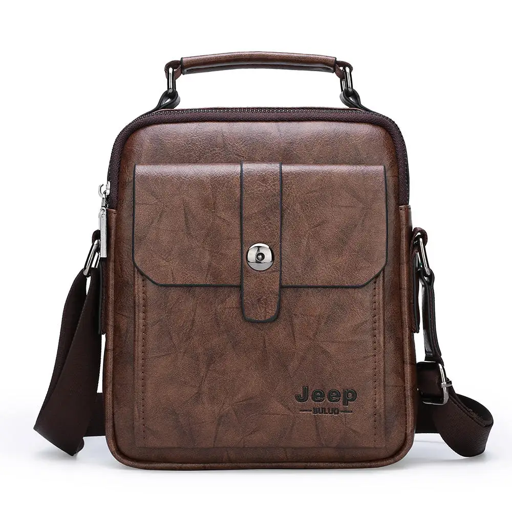 Мужская модная сумка из спилка jeep buluo, оранжевая сумка для документов, заплечная сумка для путешествий, дорожная сумка на плечевом ремне, все сезоны - Цвет: 519-2-Brown