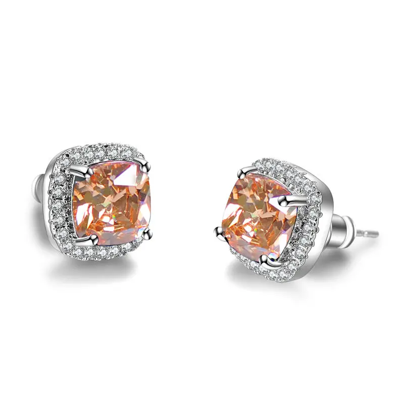 Elegant Vintage Silver Earrings with Yellow and Pink Stones