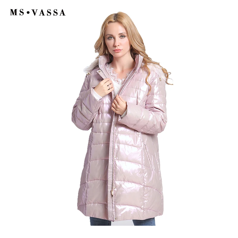 MS VASSA Plus size Women Parkas 2018 New Autumn Winter Coats hood with fake fur big size 5XL 7XL padding female outerwear