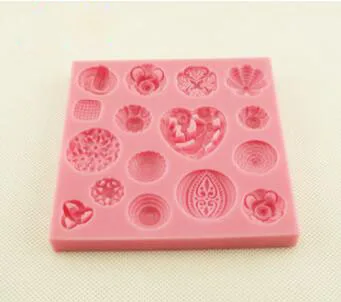 

Direct Selling New Arrival Rubber Eco-friendly Cake Decorating Tools 16 Buttons Of Liquid Fondant Cake Mold Decoration