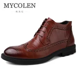 MYCOLEN/мужские кожаные ботинки; сезон осень-зима; ботильоны; модная повседневная обувь на шнуровке; Мужская обувь высокого качества; Botines Hombre