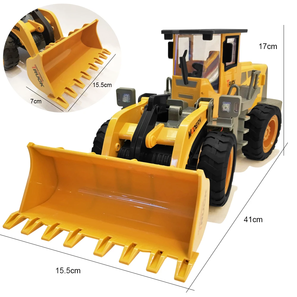 Koop RC Legering Truck Hobby Bulldozer 6CH Draadloze Afstandsbediening Metalen Techniek Voertuig Bouw Jongens Speelgoed Drop Shipping