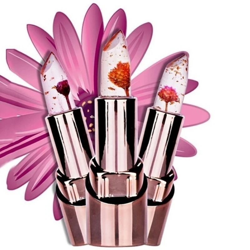

24K Gold Elixir Lipstick Nutritious Moisturizing Lips Flower Balm Transparent Jelly Temperature Change Color Makeup Lip Stick