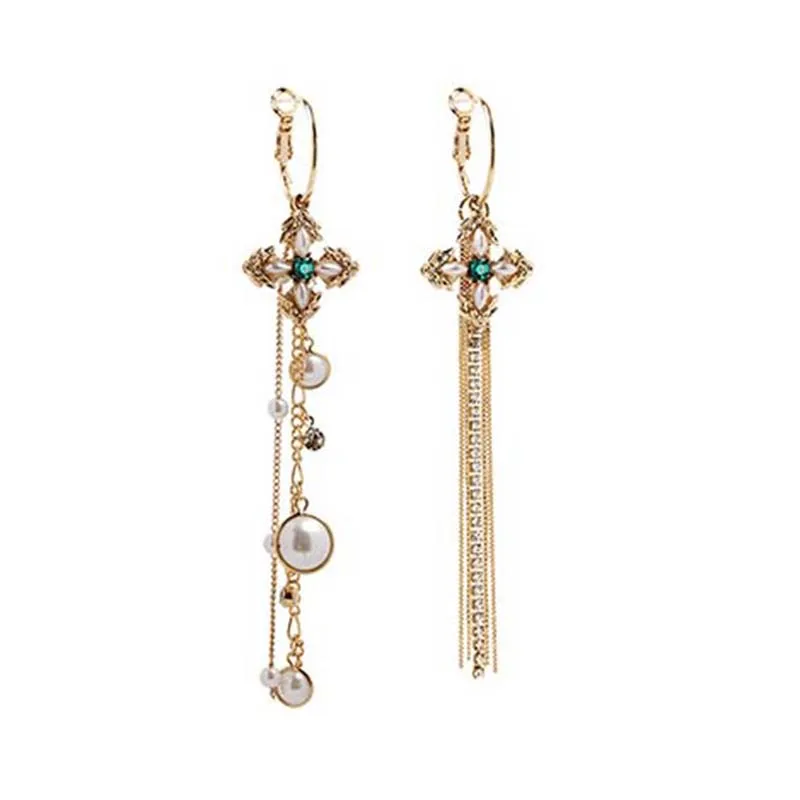 

Clover Asymmetrical simulated Pearl Tassel Earrings Simple Earrings For Women Long Earrings Boucles D' Oreilles Pendantes