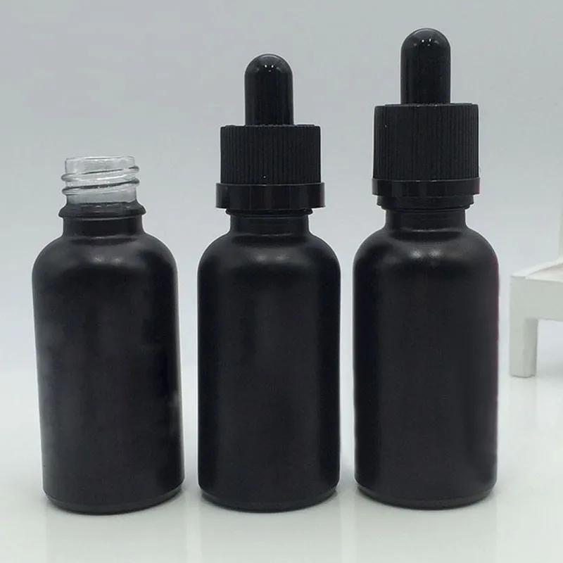 Download 500pcs Frosted Black Glass dropper Bottles Empty Essential Oil Bottles 30ml Mini E Liquid Glass ...