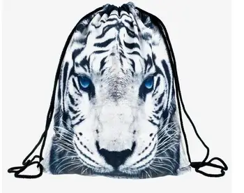 激安 1 ピースヒョウ猫虎 3D 印刷バックパックバッグリュックサック Mochila Feminina 巾着袋通学
