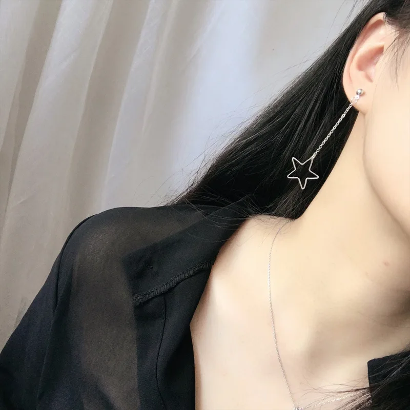 Серьги женские Асимметричные с пятиконечной звездой простые висячие украшения