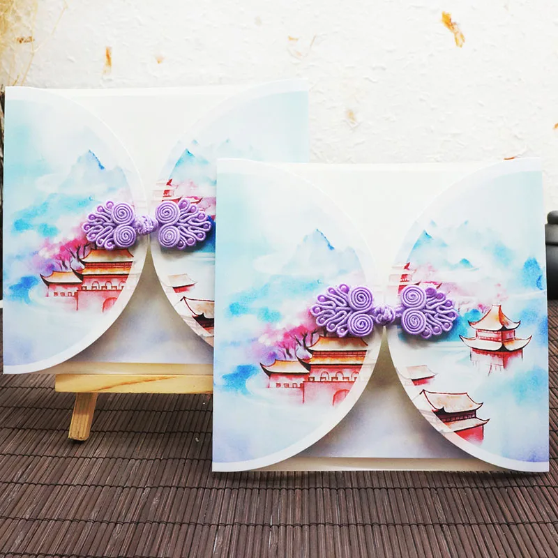 

Lovely Stationery Novelty Chinese Vintage Knot Greeting Cards Cute Elegant Flowers Postcards Birthday Gift Card Kids Papeterie