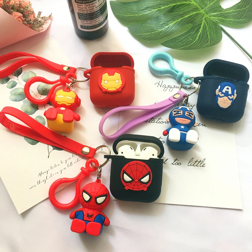 

For Airpods Cases Marvel Super Hero Cartoon Doll Lanyard Earphone Case For Apple Airpods Accessories Headset Box Silicone Cover