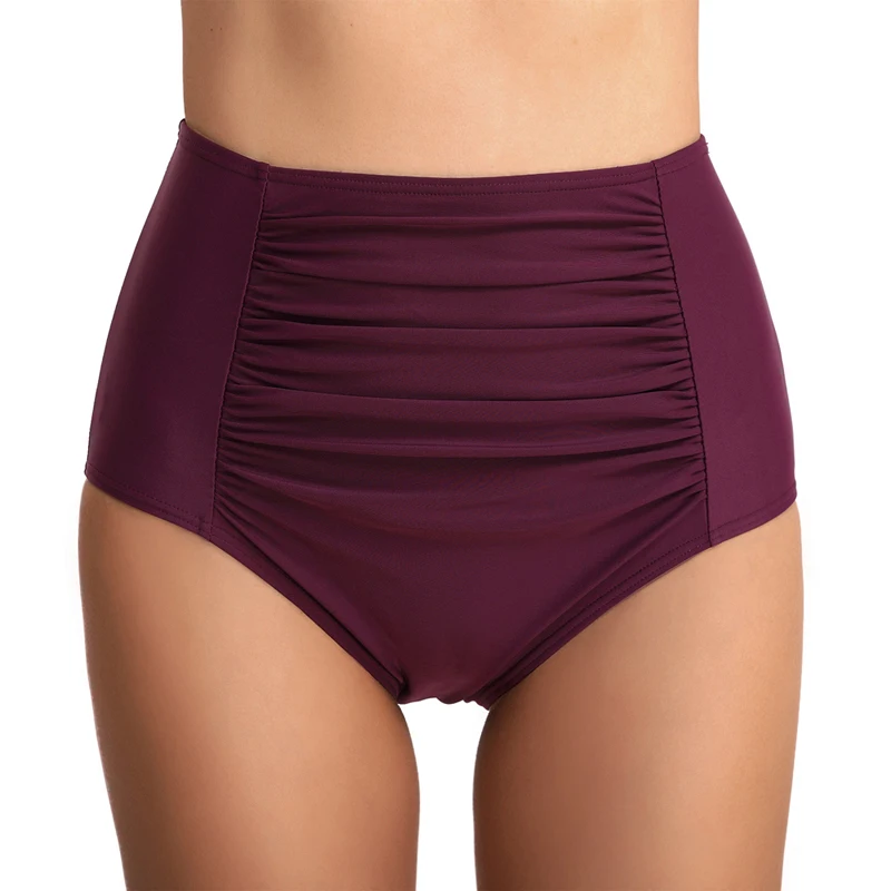 Sfit женский купальник бикини с высокой талией, купальник Танкини, купальные плавки, шорты, бразильский Монокини размера плюс 2XL, пляжная одежда - Цвет: purple