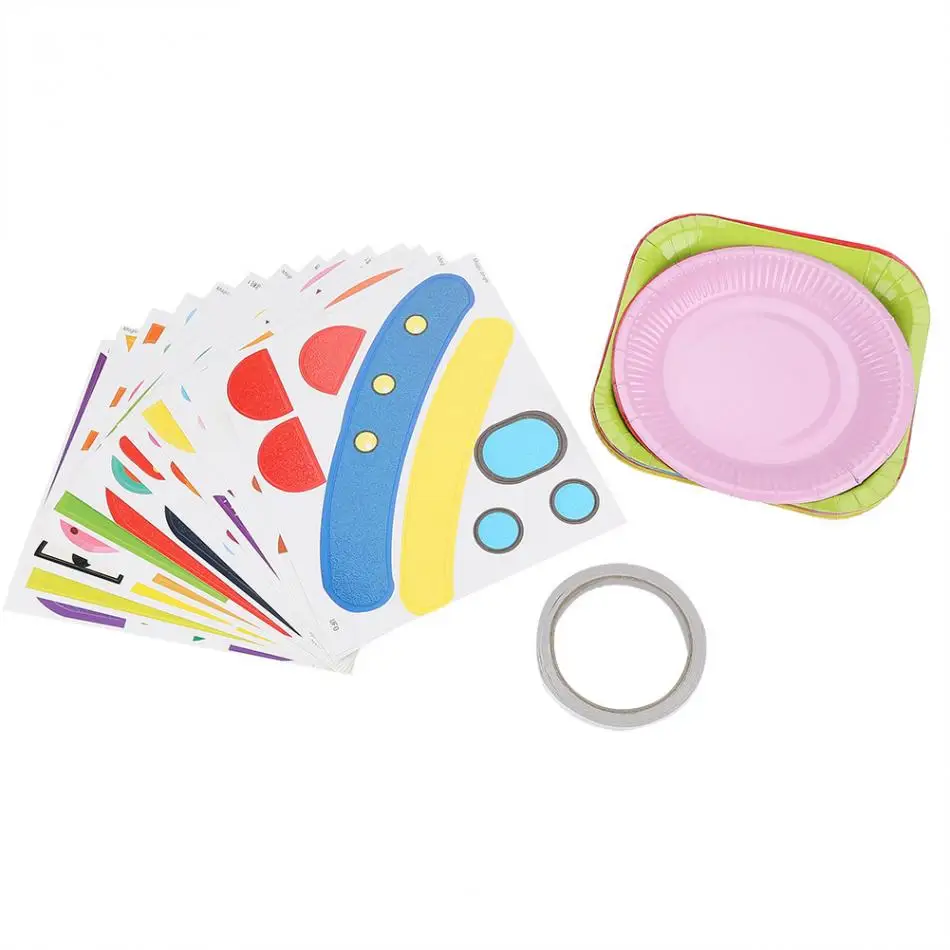 Разноцветная тарелка для малышей, разноцветная бумага, пластинка для творчества, игрушки ручной работы/Детские Мультяшные животные, цветной бумажный диск для рисования и наклеек