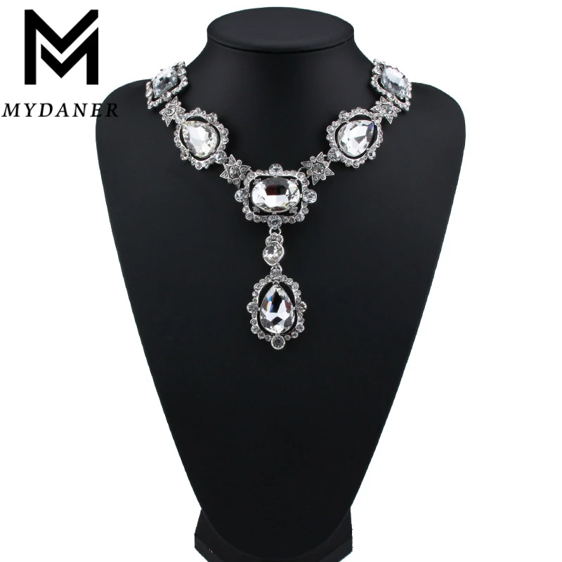 Купить женское ожерелье чокер с белыми кристаллами в форме капли