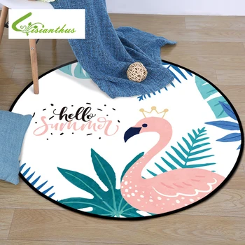 

Tropical Plants Flamingo Round Carpet Kids Play Tent Gym Rug Bedroom Living Room Coffee Table Floor Mats /Baby Crawling Carpets