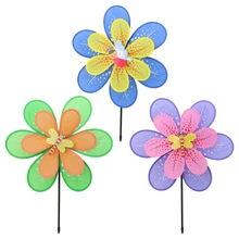 Горячая двухслойный цветочный ветряная мельница красочный ветряной Спиннер дворовый садовый декор Детская игрушка