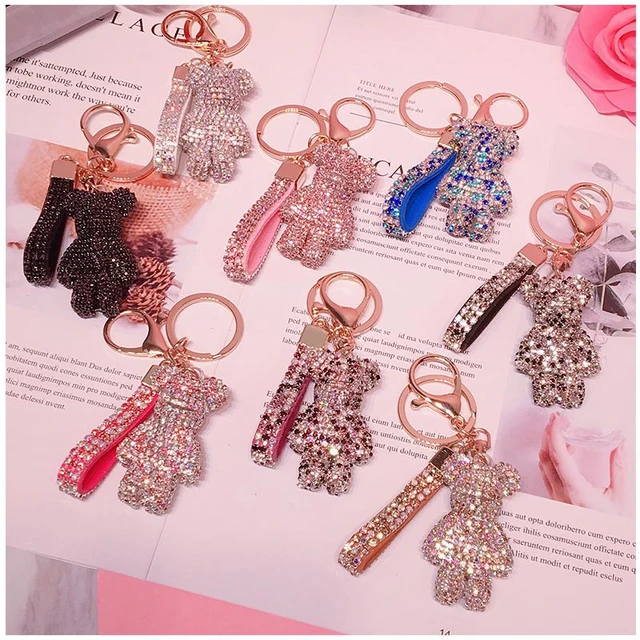 Llaveros De Alta Calidad Strass Rhinestone Oso Animal Llavero