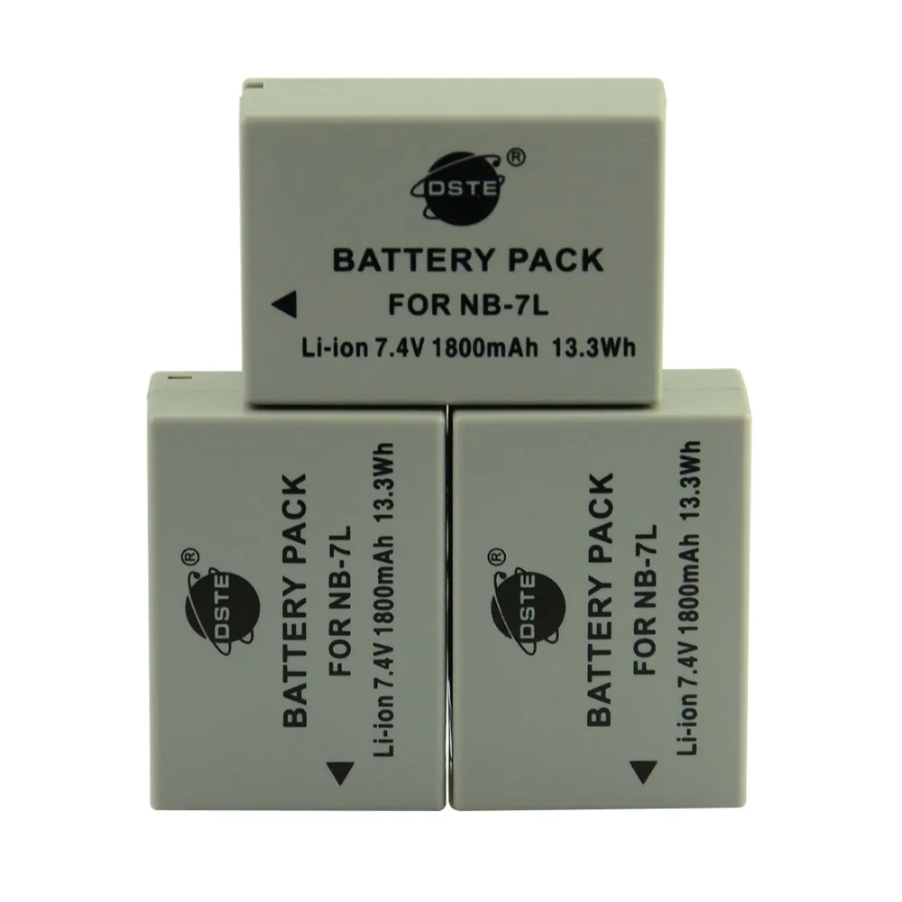 DSTE 3pcs NB 7L NB7L Rechargeable Camera Battery for Canon G10 G11 G12