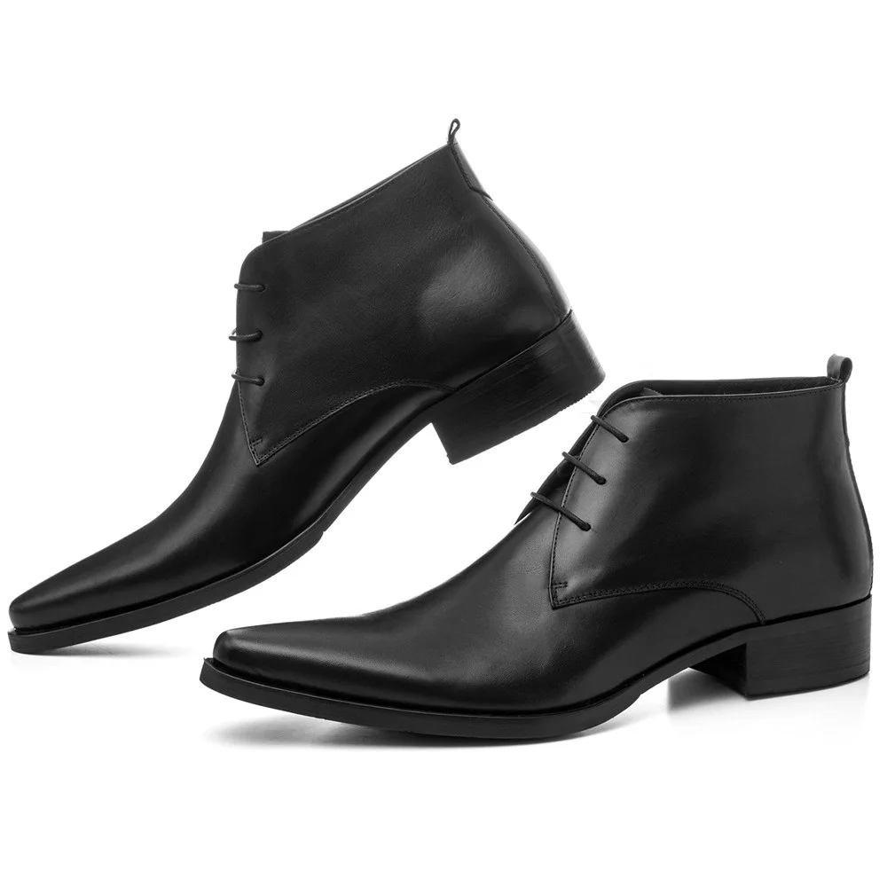 Large Size EUR46 Pointed Toe Men Shoes Safety Shoes Ankle Boots Wedding Shoes Genuine Leather Dress Boots Male Business