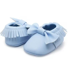 Для маленьких девочек бантом Ленточки Обувь малыша мягкая подошва Спортивная обувь Повседневное Обувь детские мокасины Bebek ayakkabi l10192