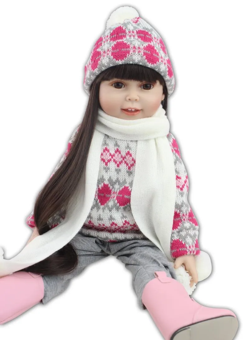 

18'' American Baby Doll Handmade reborn silicone Vinyl newborn Dolls Doll beauties newborn girl scarf Toys Children Christmas