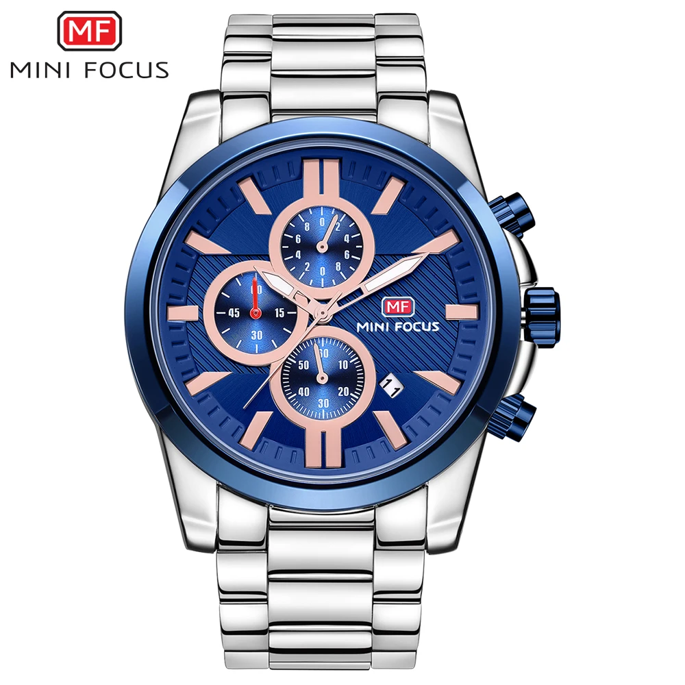 Мужские деловые часы MINIFOCUS мужской люксовых брендов одноцветное сталь полосы