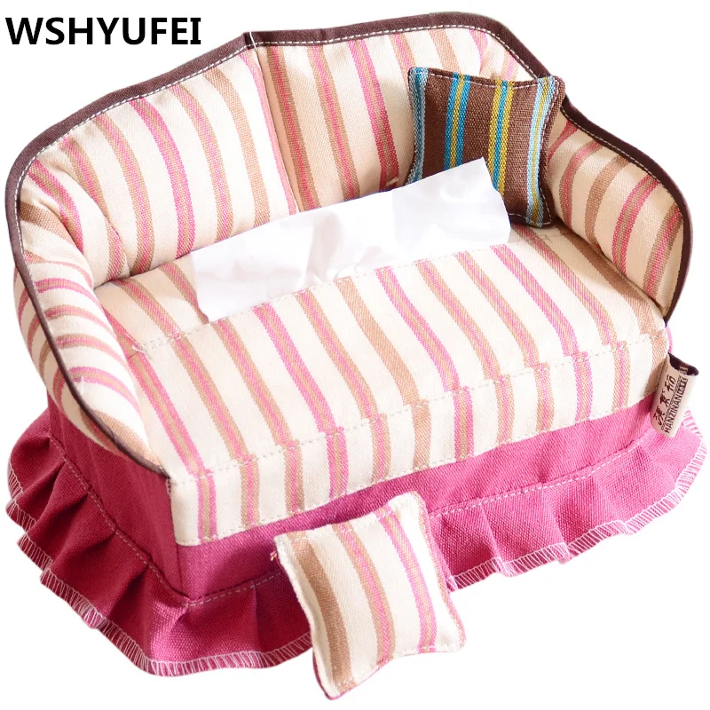 

New Creative Cloth Tissue Paper 7 color tissue box Sofa style paper towel box home decoration wedding decoration handmade