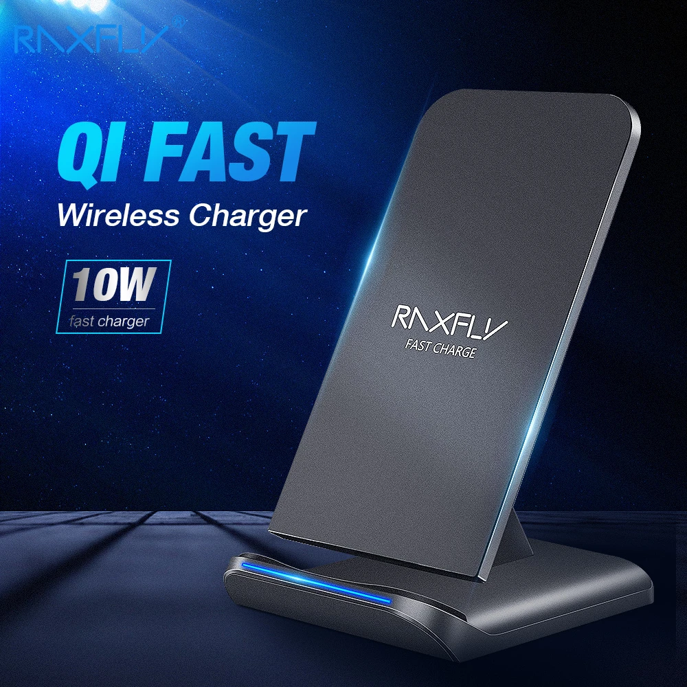 

RAXFLY 10W Wireless Charger for iPhone X XS Max XR 8 Plus Fast Wireless Charging Dock for Samsung S9 S8 Note 9 Qi Charger